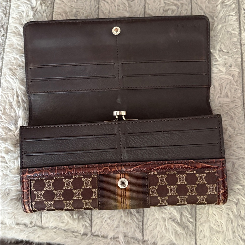 Celine Chocolate and Tan Monogram Wallet - Picture 3 of 9